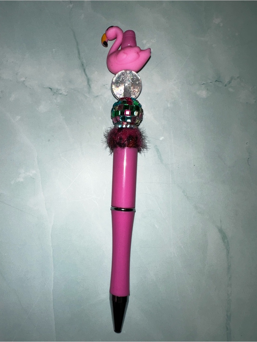 Pink Flamingo Bead-Topped Ballpoint Pen